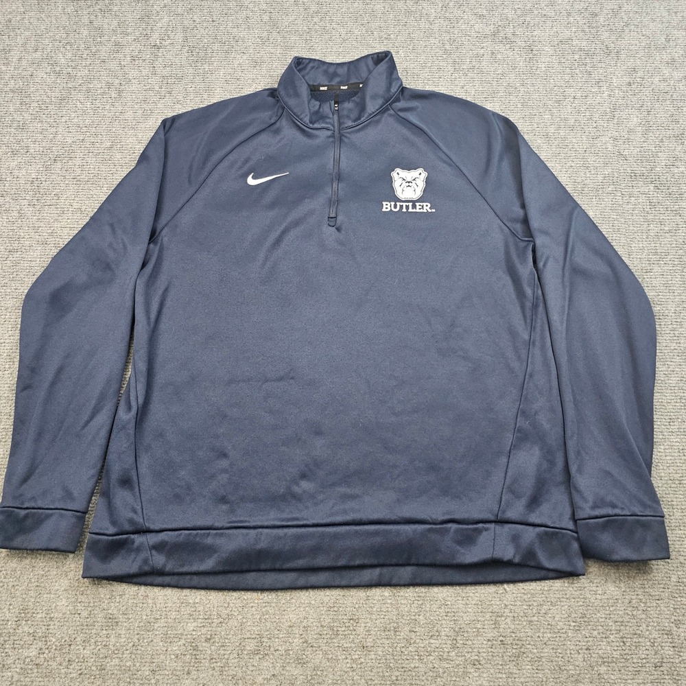 Nike Butler Bulldogs Quarter Zip Pullover Mens Large Navy Blue Dri-FIT Athletic